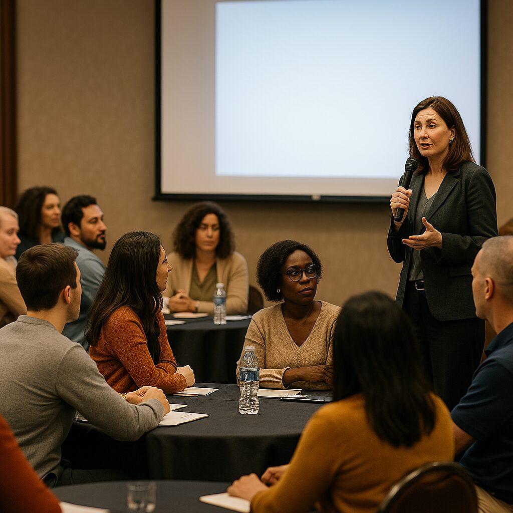 Facilitator guiding parents